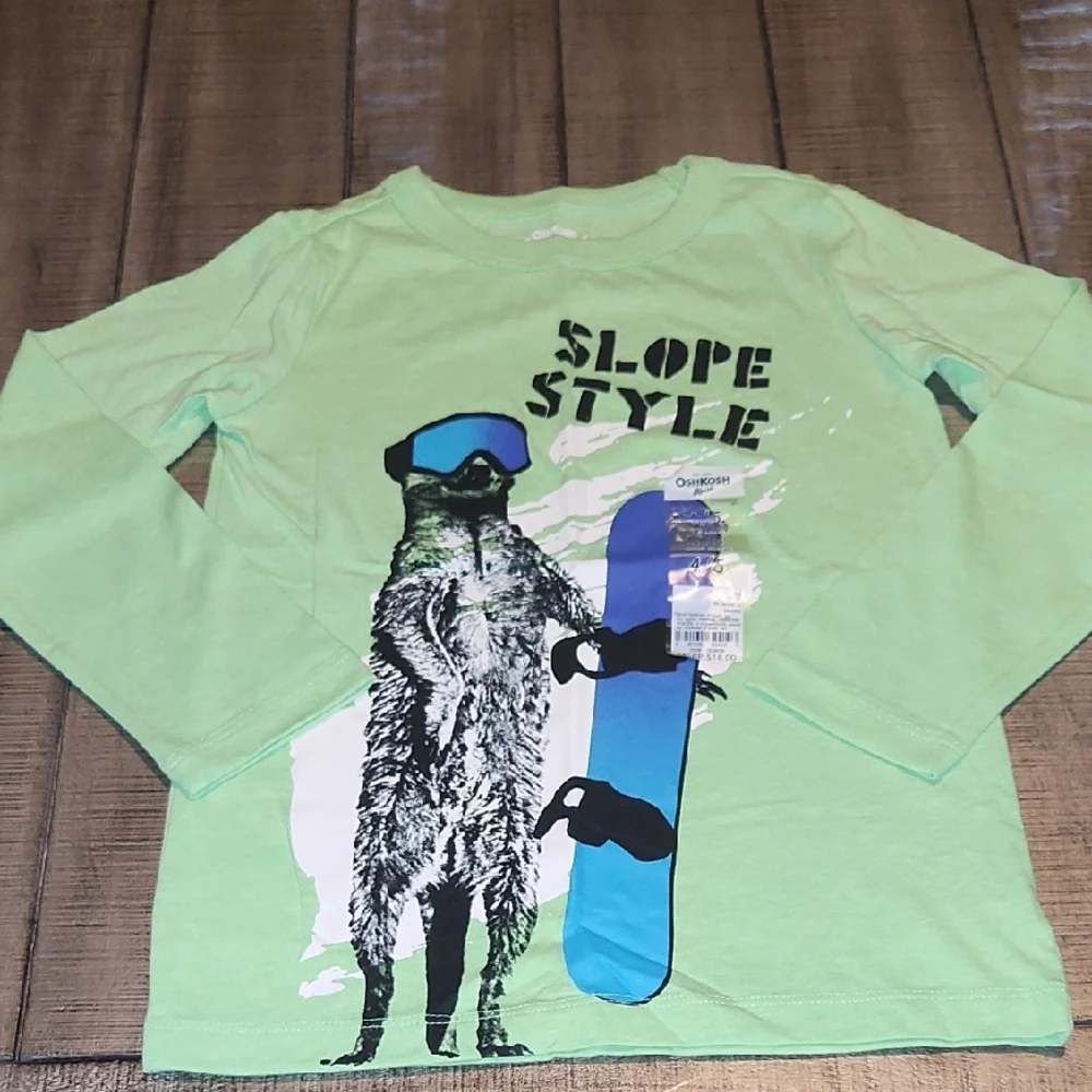 NWT OshKosh B'gosh Slope Style Long Sleeve Tee - Light Green